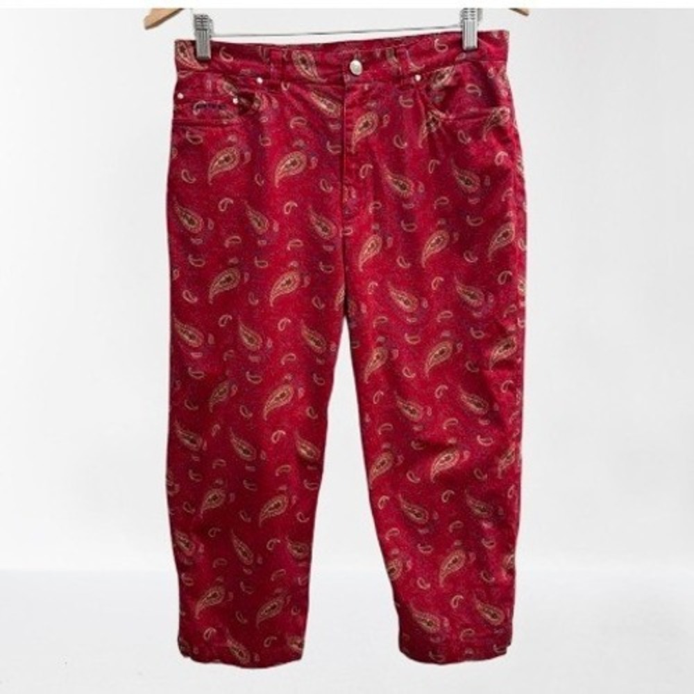 Vintage Ralph Lauren Jean Co. Paisley Cropped Pants Red Size 12